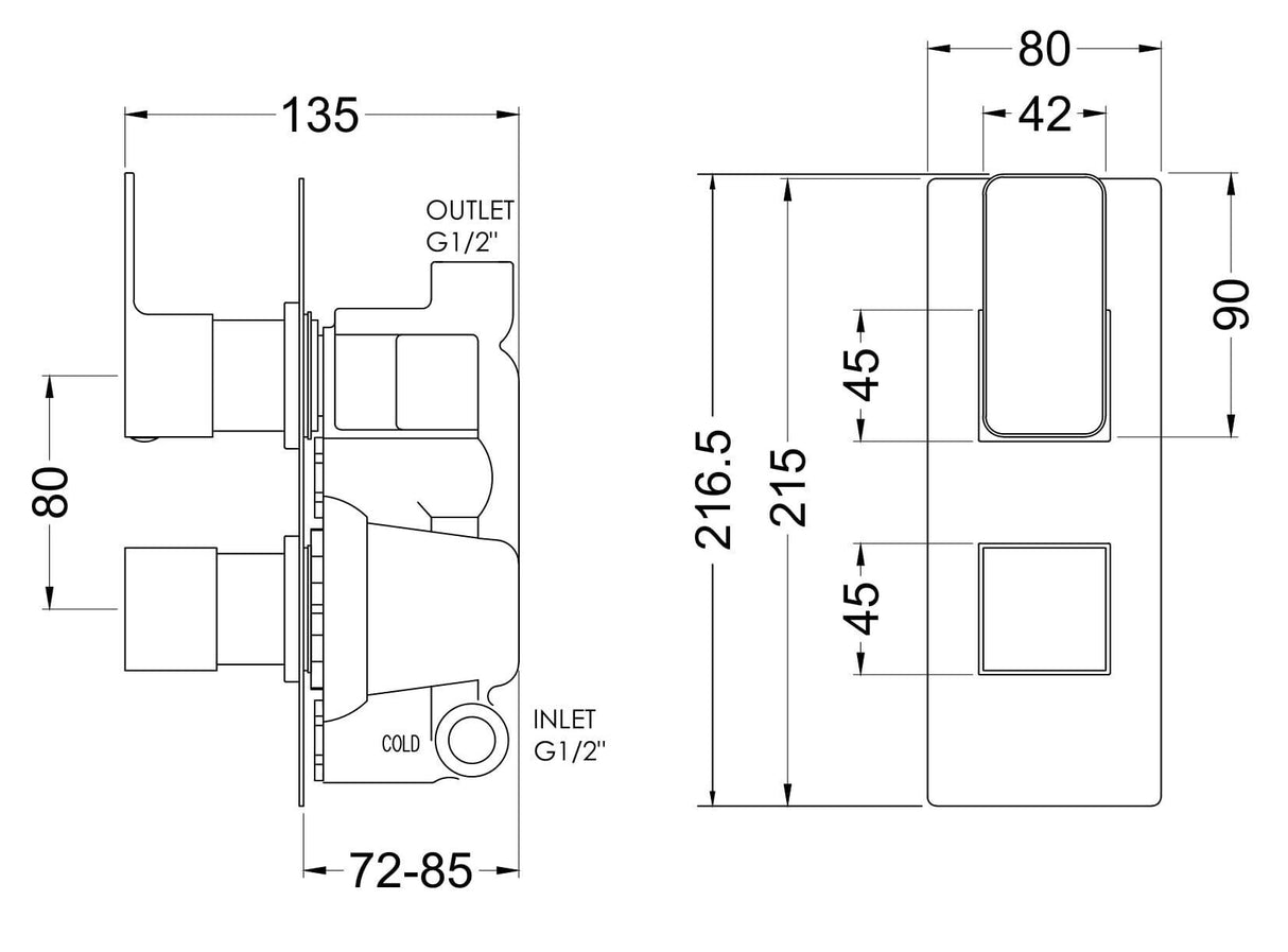 Modern Splash Windon Matt Black Thermostatic Shower Valve