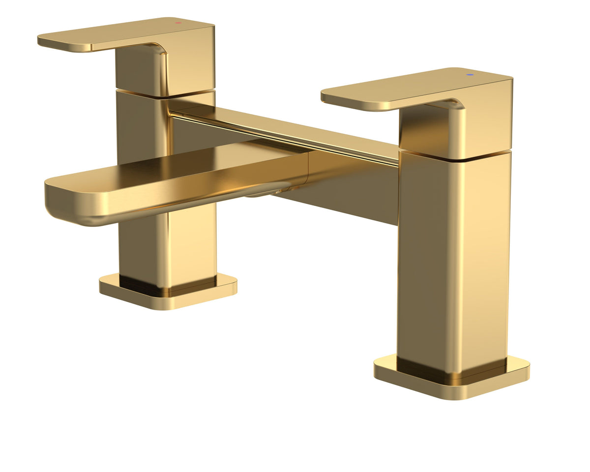 Modern Splash Brushed Brass Deck Mounted Bath Filler