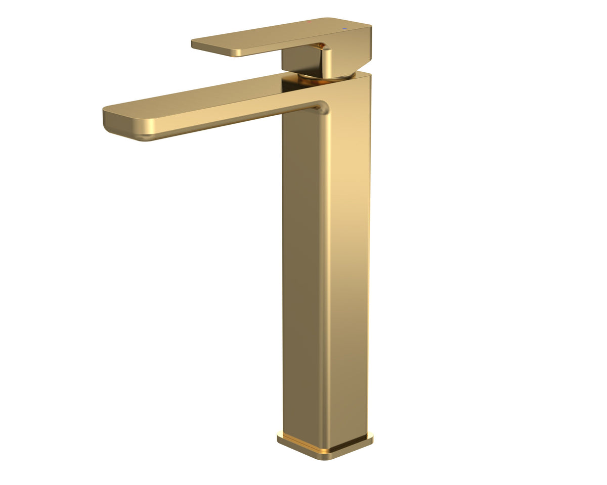 Modern Splash Brushed Brass High Rise Mono Basin Mixer