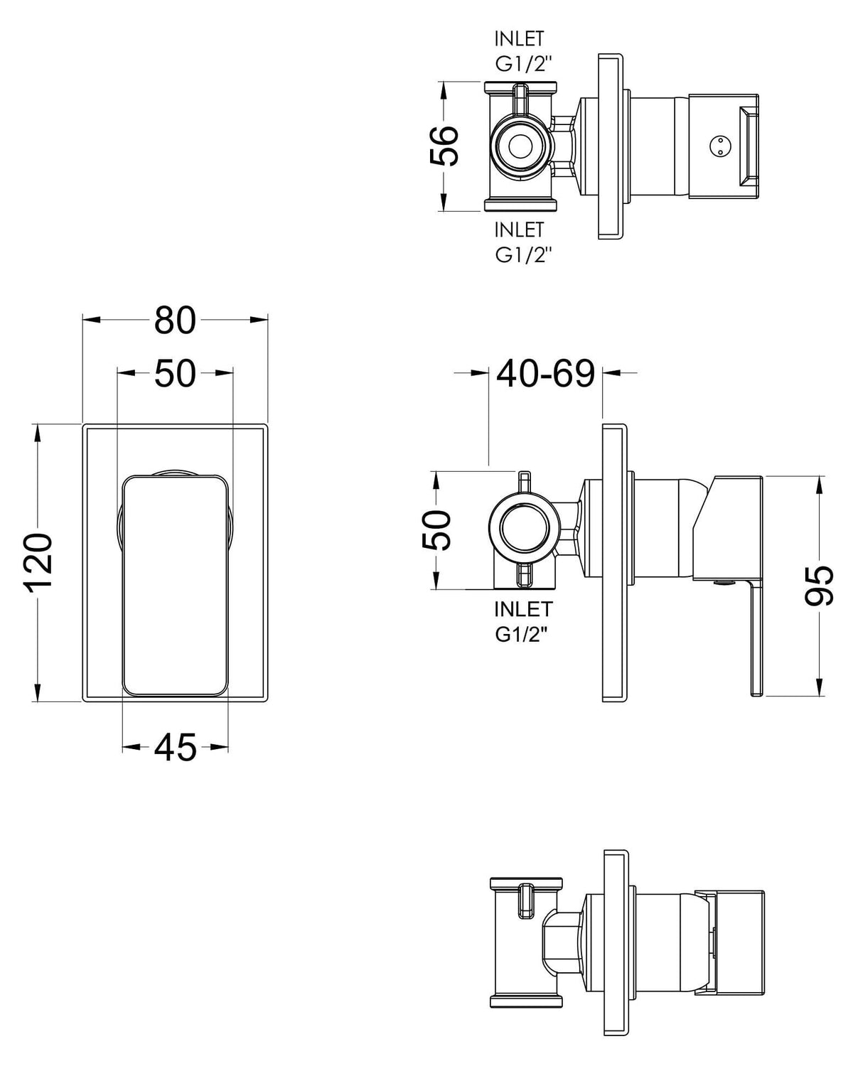 Modern Splash Chrome Manual Shower Valve