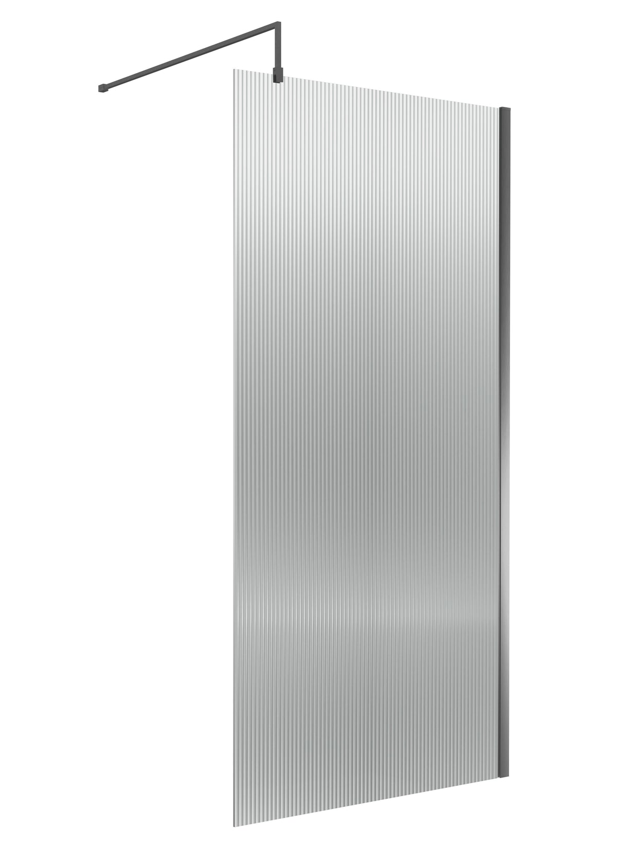 Modern Splash 1000mm Brushed Pewter Fluted Wetroom Panel With Support Bar