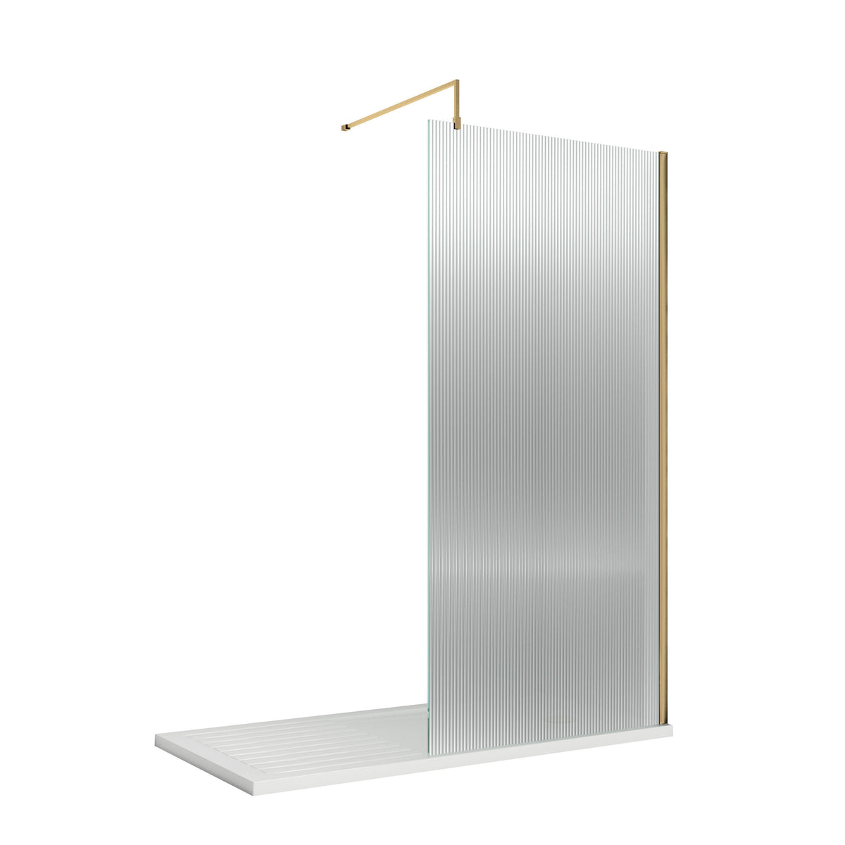 Modern Splash 900mm Brushed Brass Fluted Wetroom Screen