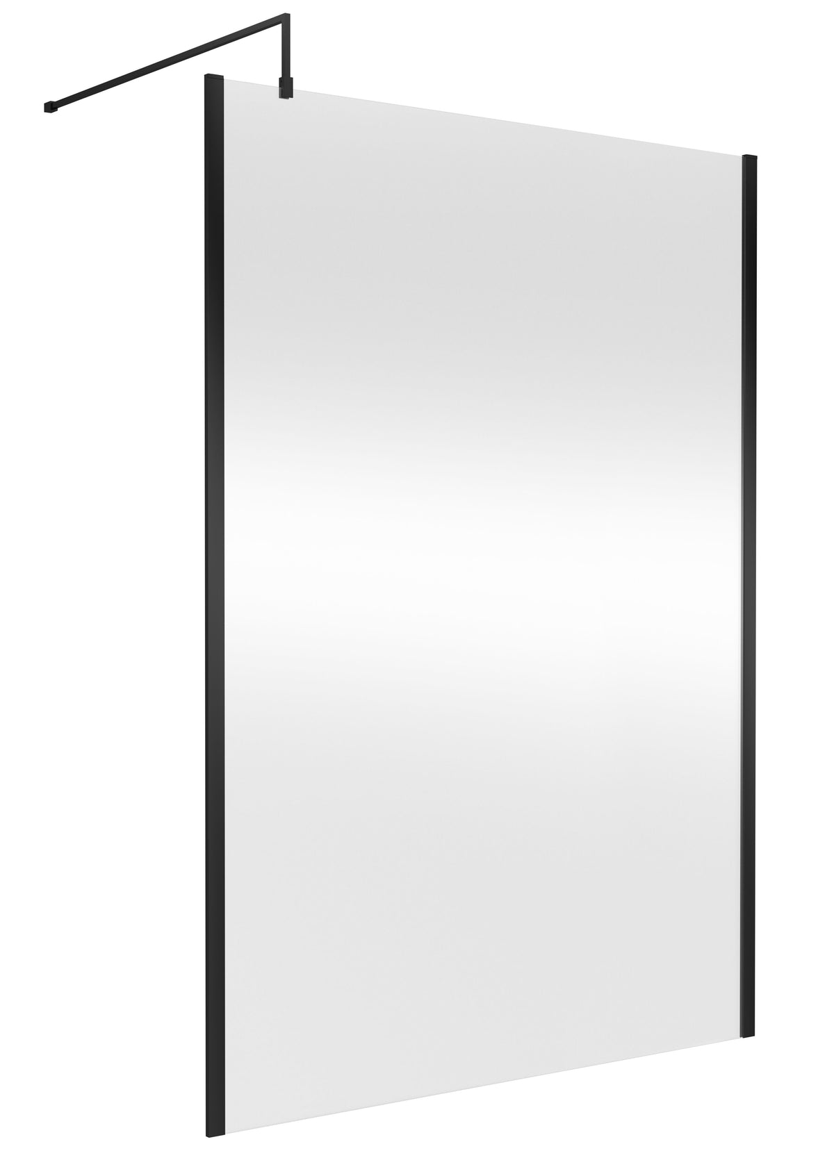 Modern Splash 1400mm Matt Black Wetroom Screen With Support Bar
