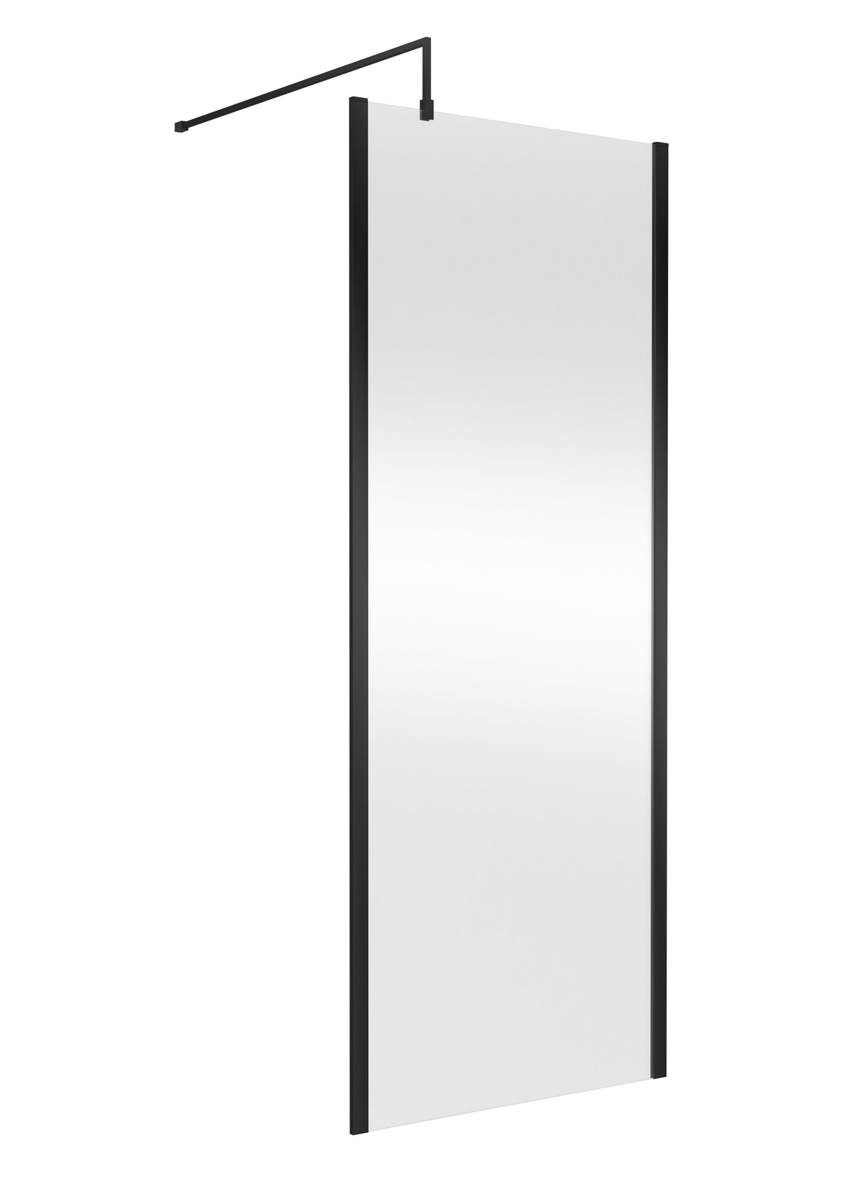 Modern Splash 800mm Matt Black Wetroom Screen With Support Bar