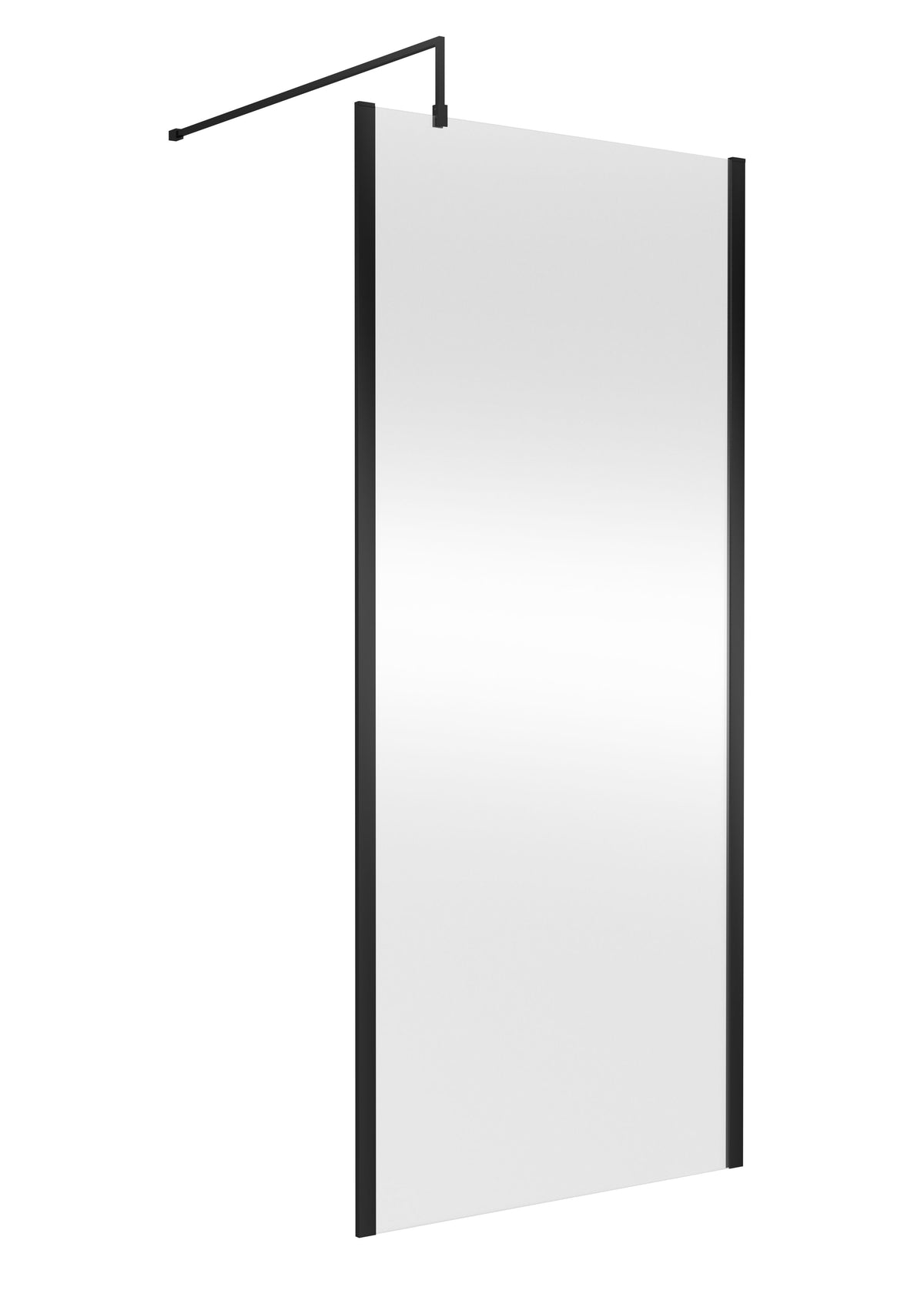 Modern Splash 900mm Matt Black Wetroom Screen With Support Bar