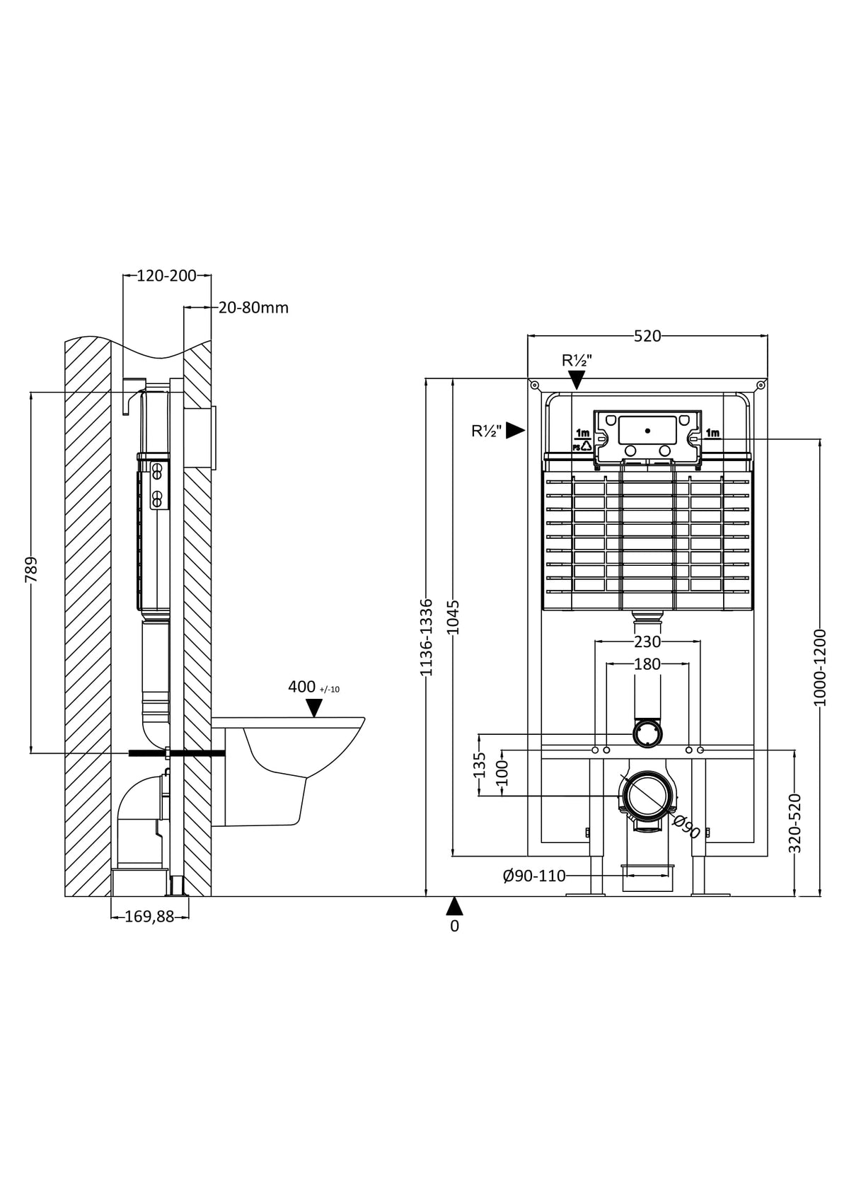 Modern Splash Toilet Dual Flush Concealed Cistern With Frame