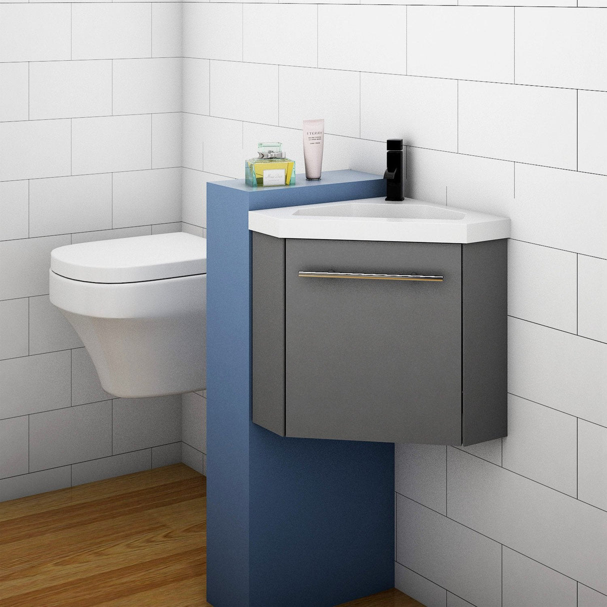 Modern Splash White Corner Vanity Units