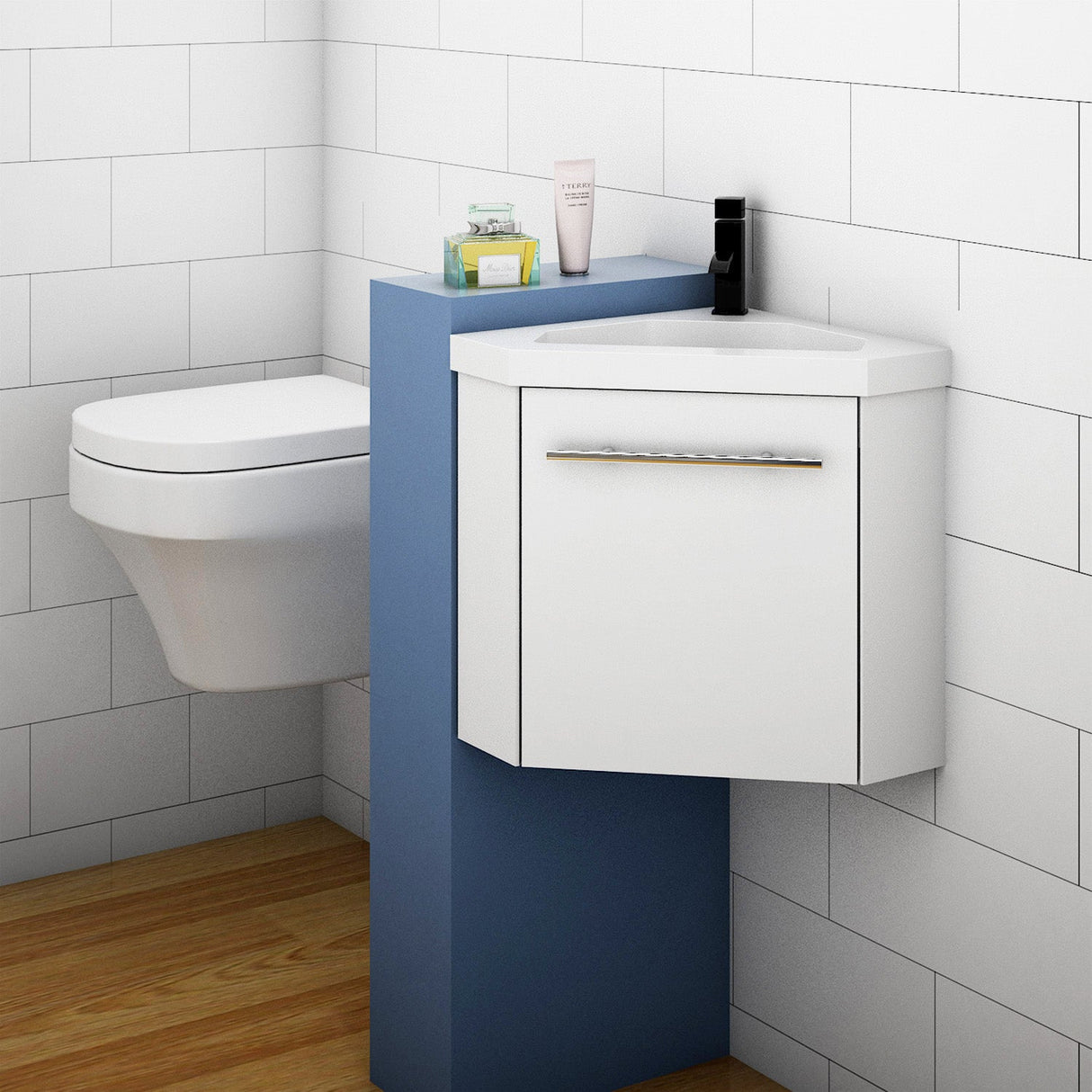 Modern Splash White Corner Vanity Units