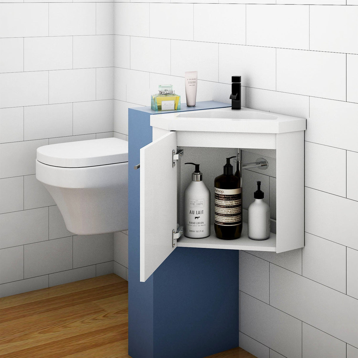Modern Splash White Corner Vanity Units