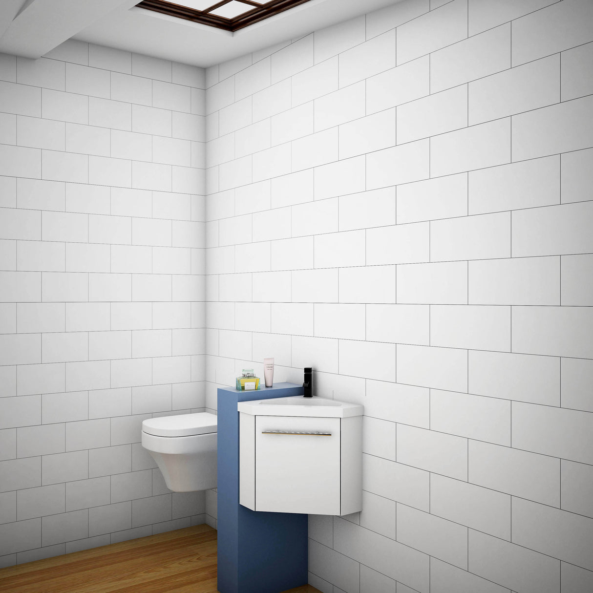 Modern Splash White Corner Vanity Units