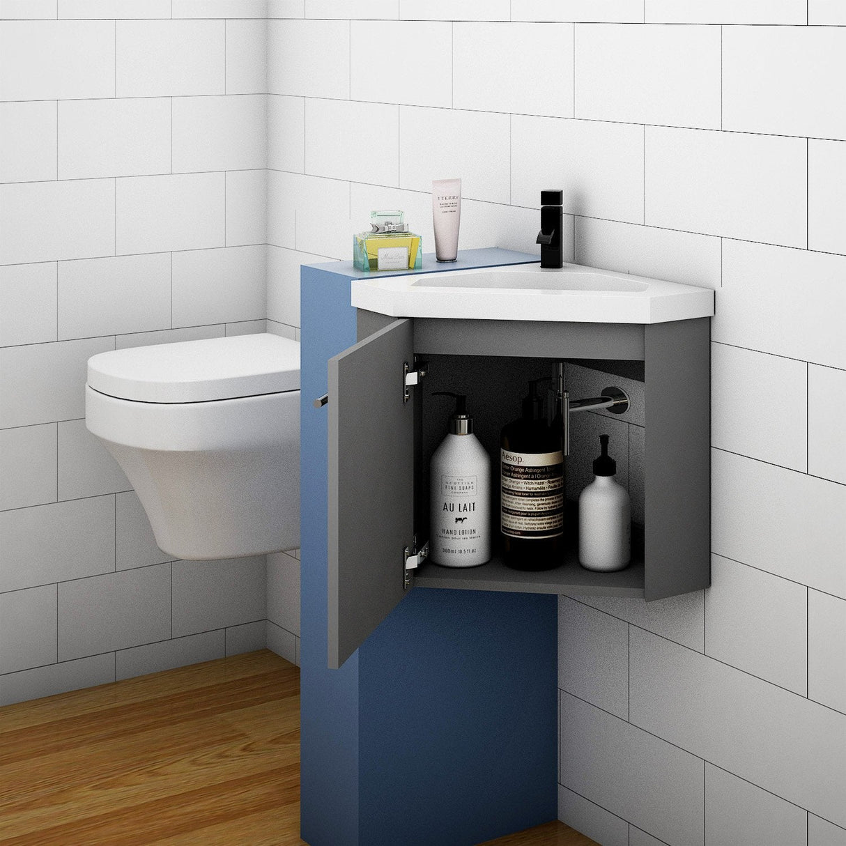 Modern Splash White Corner Vanity Units