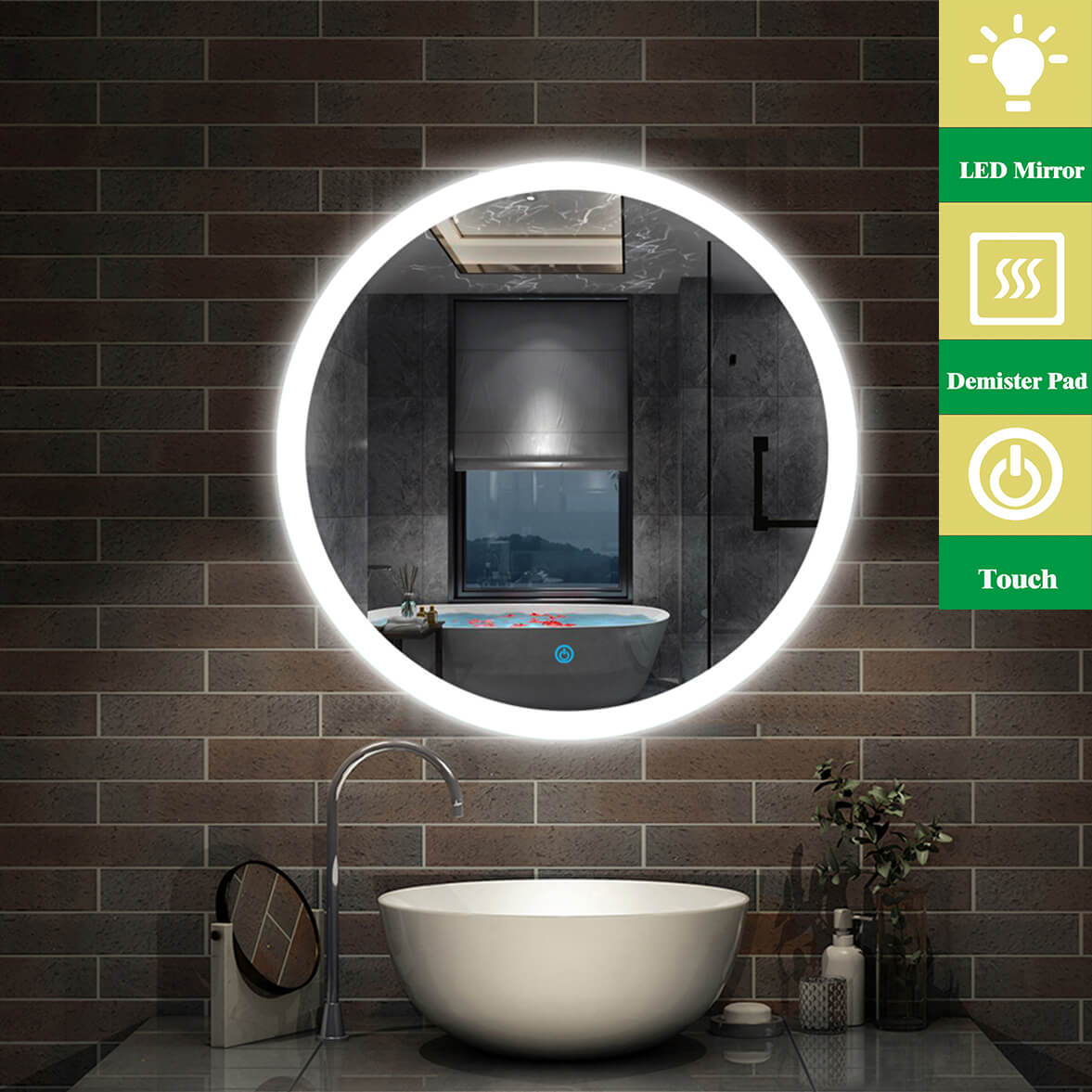 Modern Splash LED Round Mirror