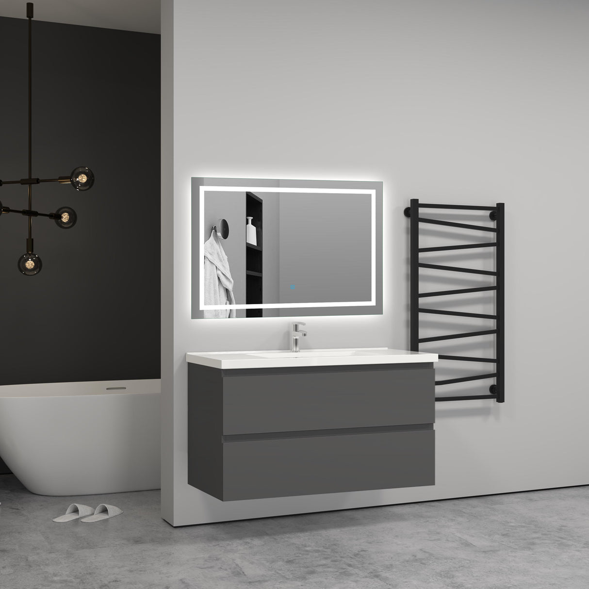 Modern Splash Grey Wall Mounted Vanity Units-Y-254B+Y-T-100A