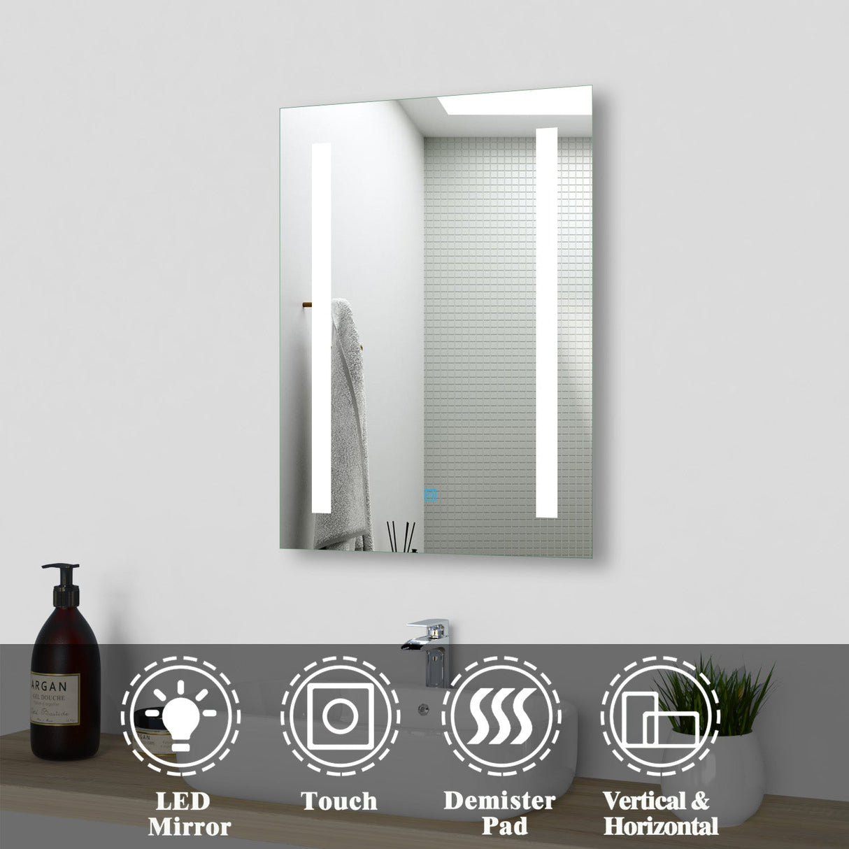 Modern Splash LED Rectangle Mirror