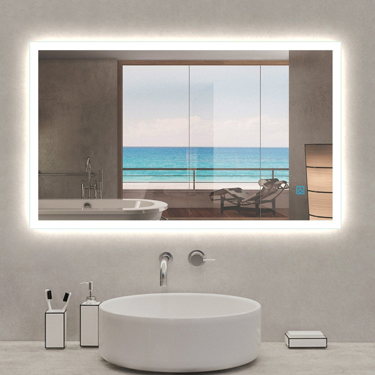 Modern Splash LED Rectangle Mirror