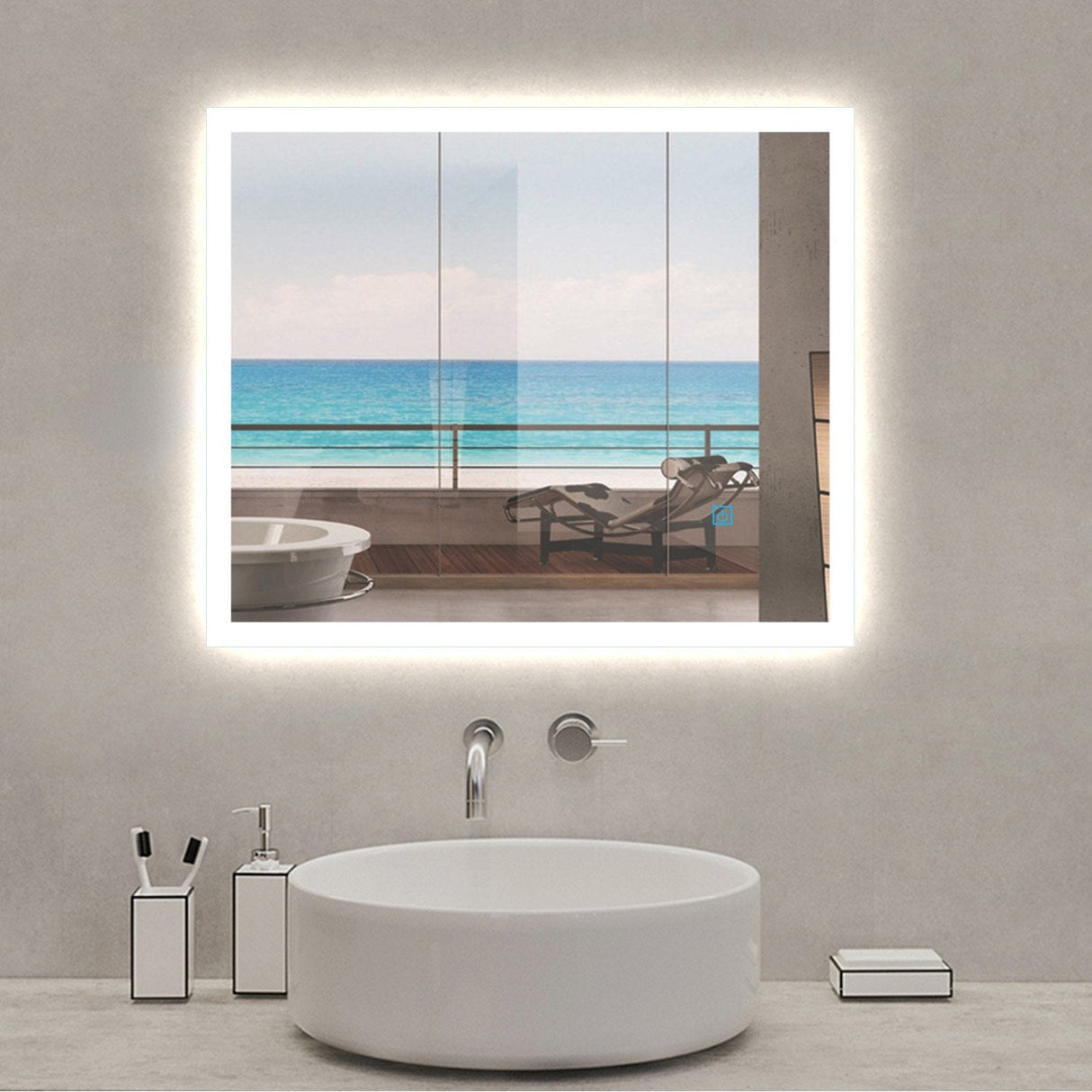 Modern Splash LED Rectangle Mirror