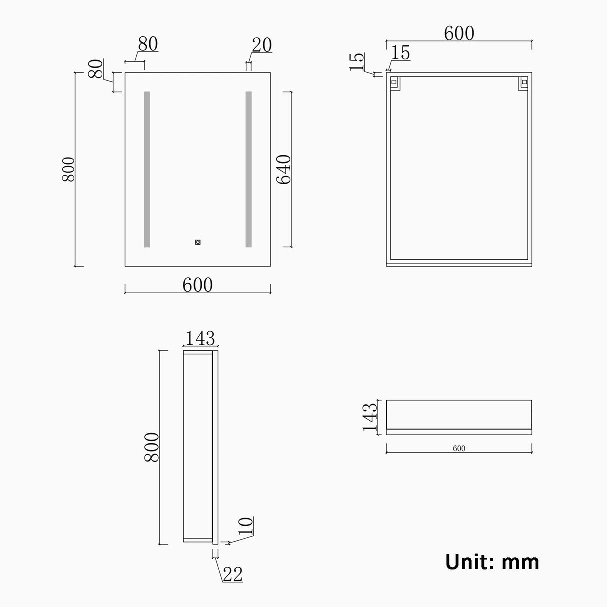 Modern Splash LED Rectangle Mirror-BMG-XL-L012A