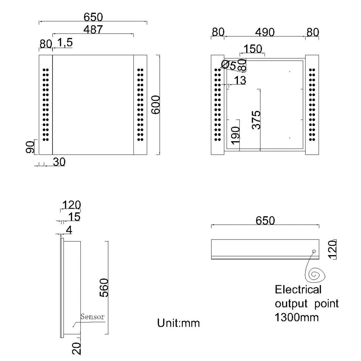 Modern Splash Rectangle Mirror-BMG-KC11-T