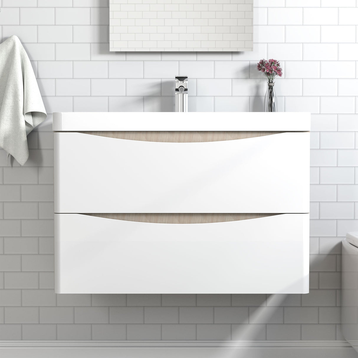 Modern Splash White Oak Vanity Units