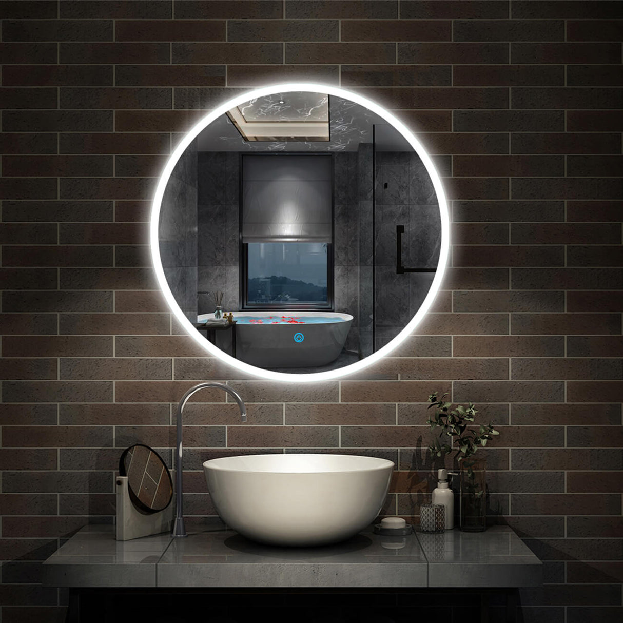 Modern Splash LED Round Mirror