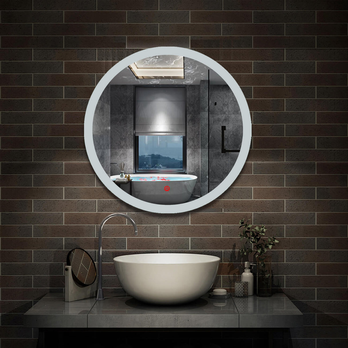 Modern Splash LED Round Mirror