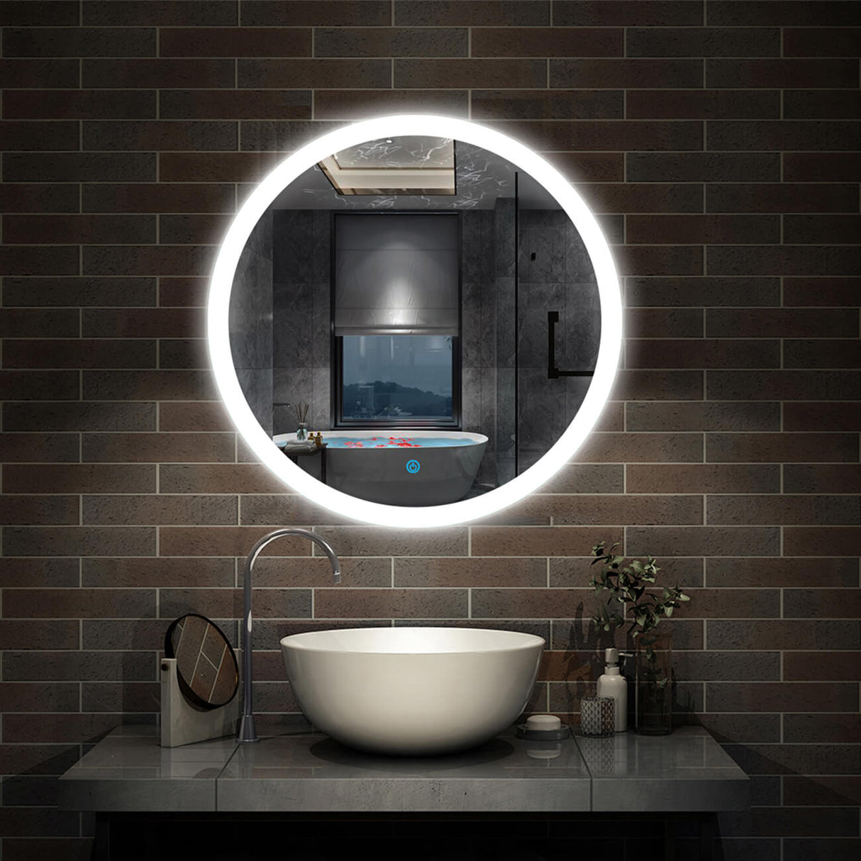 Modern Splash LED Round Mirror