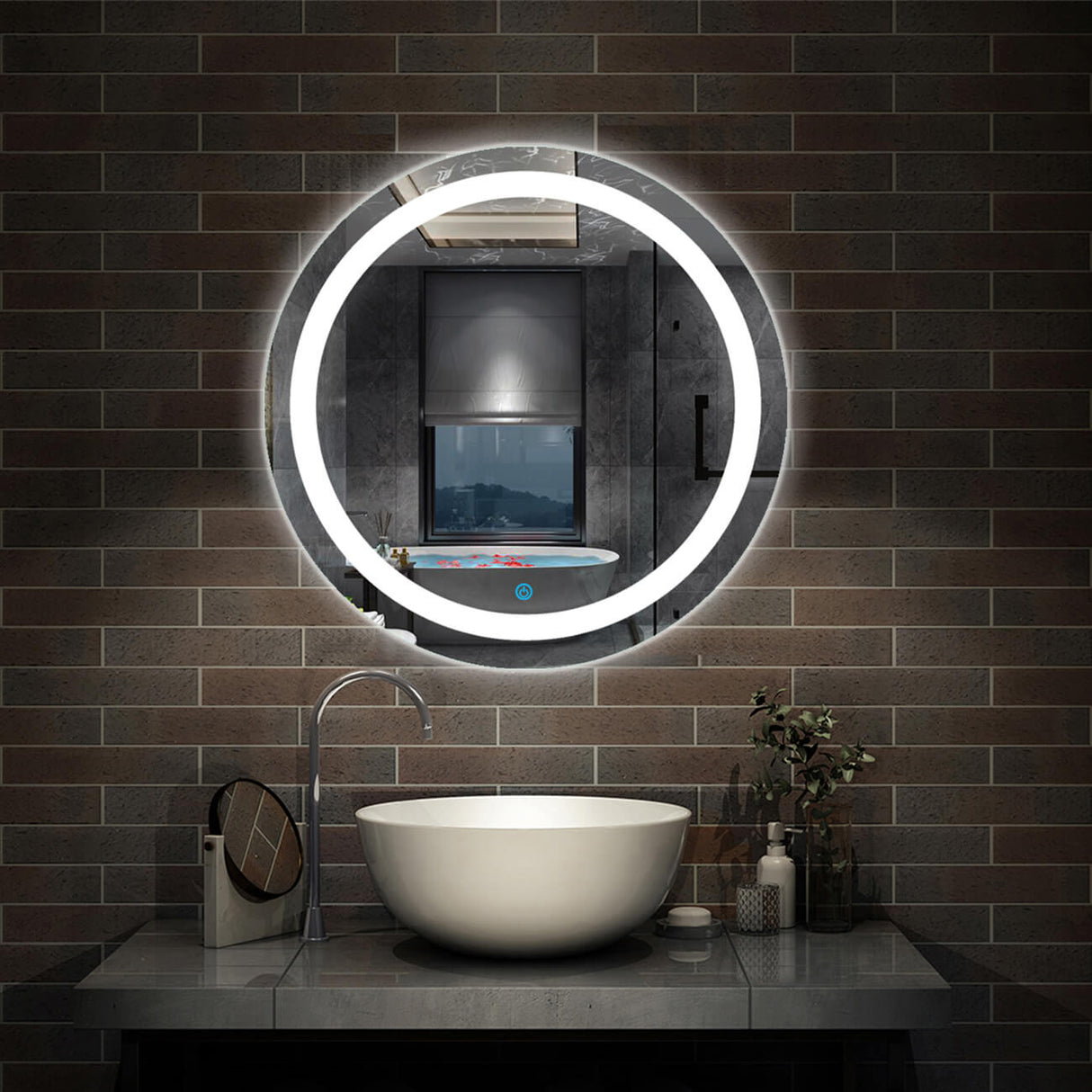 Modern Splash LED Round Mirror-BM-1703