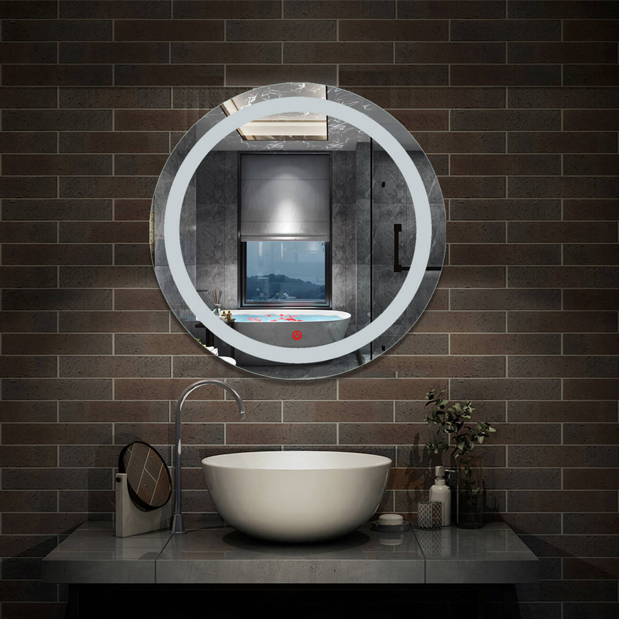 Modern Splash LED Round Mirror-BM-1703