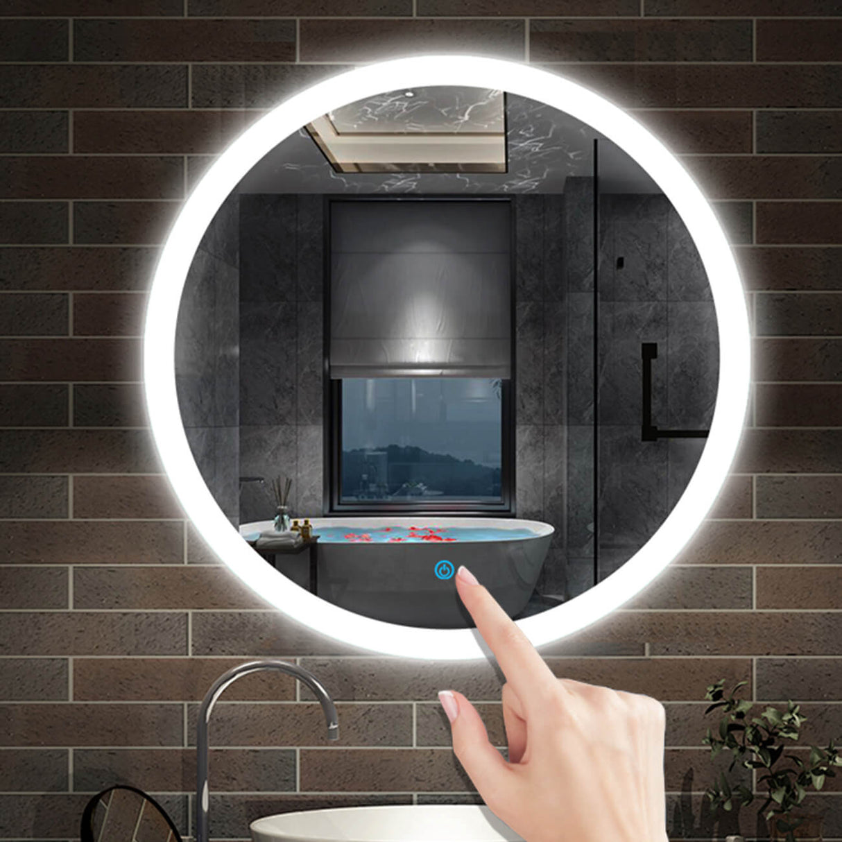 Modern Splash LED Round Mirror