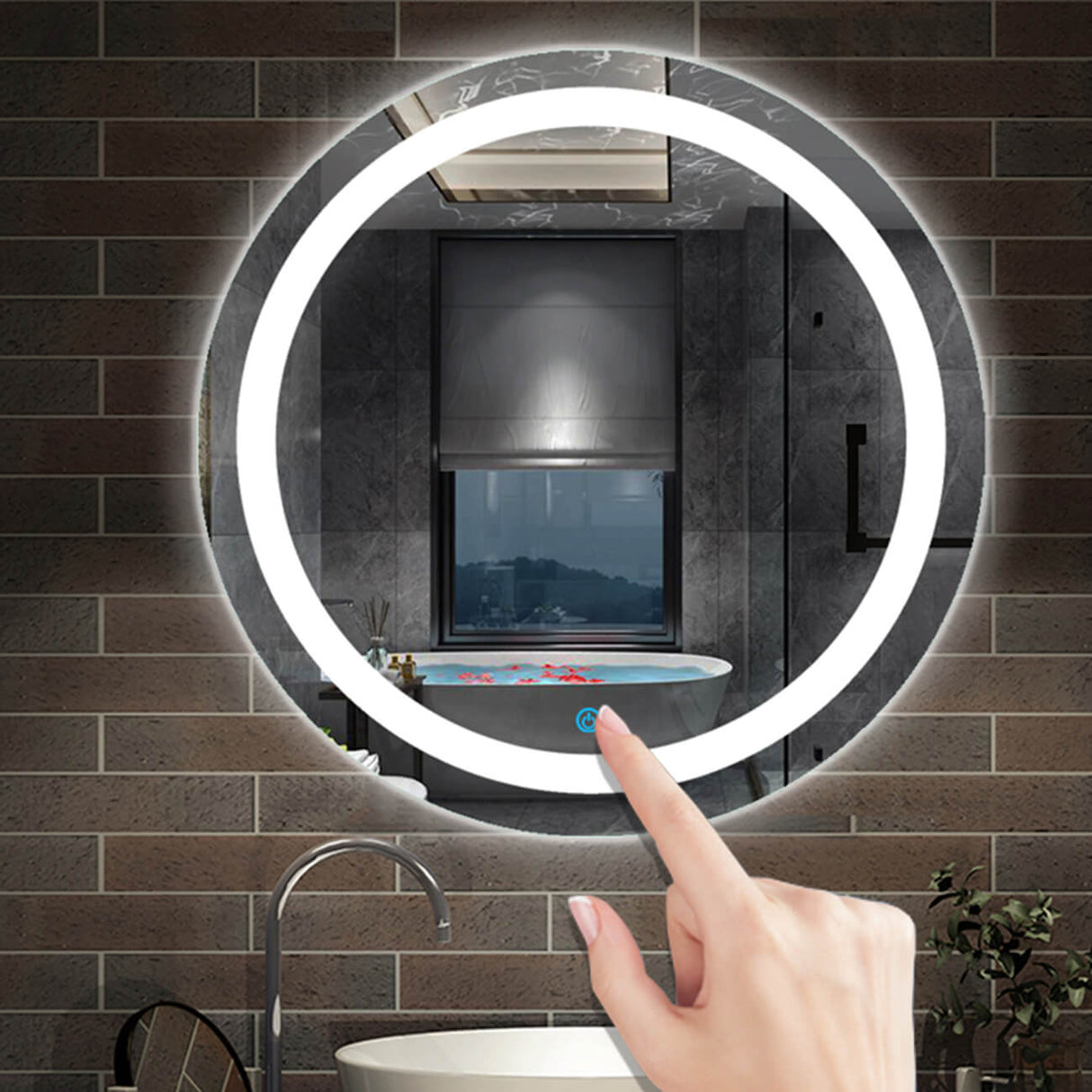 Modern Splash LED Round Mirror-BM-1703