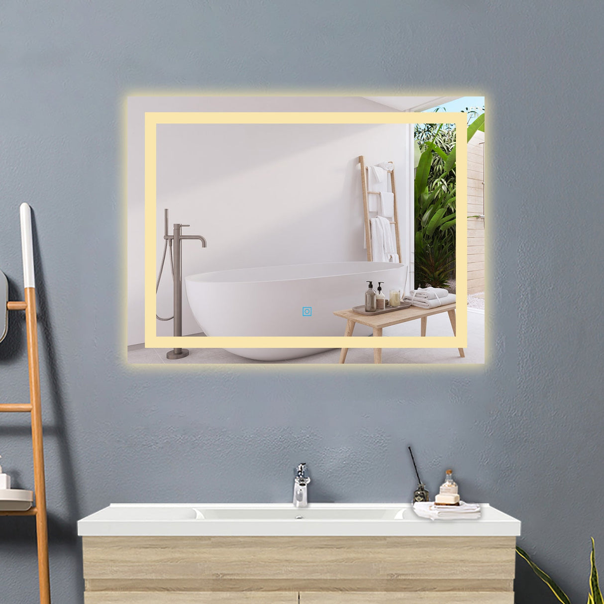 Modern Splash LED Rectangle Mirror