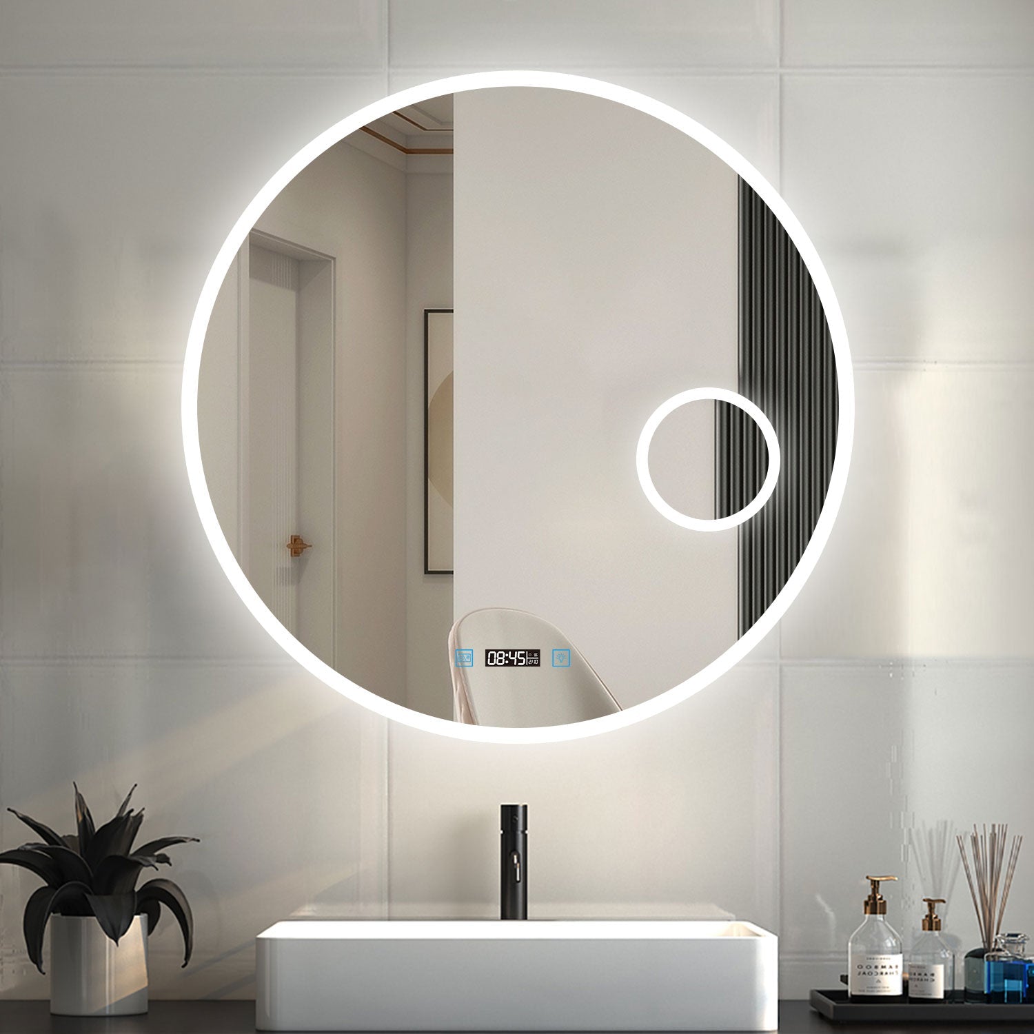 Modern Splash LED bathroom mirror BM-HDS1705TM — integrated lighting at face level for maximum light distribution