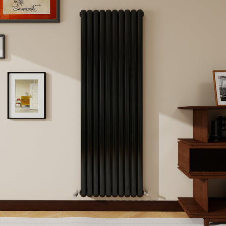 Modern Splash round tube cast iron radiator MDCC18 in matt black — the contemporary heir to the Victorian original