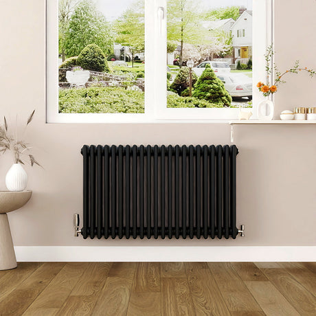 Modern Splash cast iron radiator CIR6-22 in matt black — traditional column construction with exceptional thermal mass