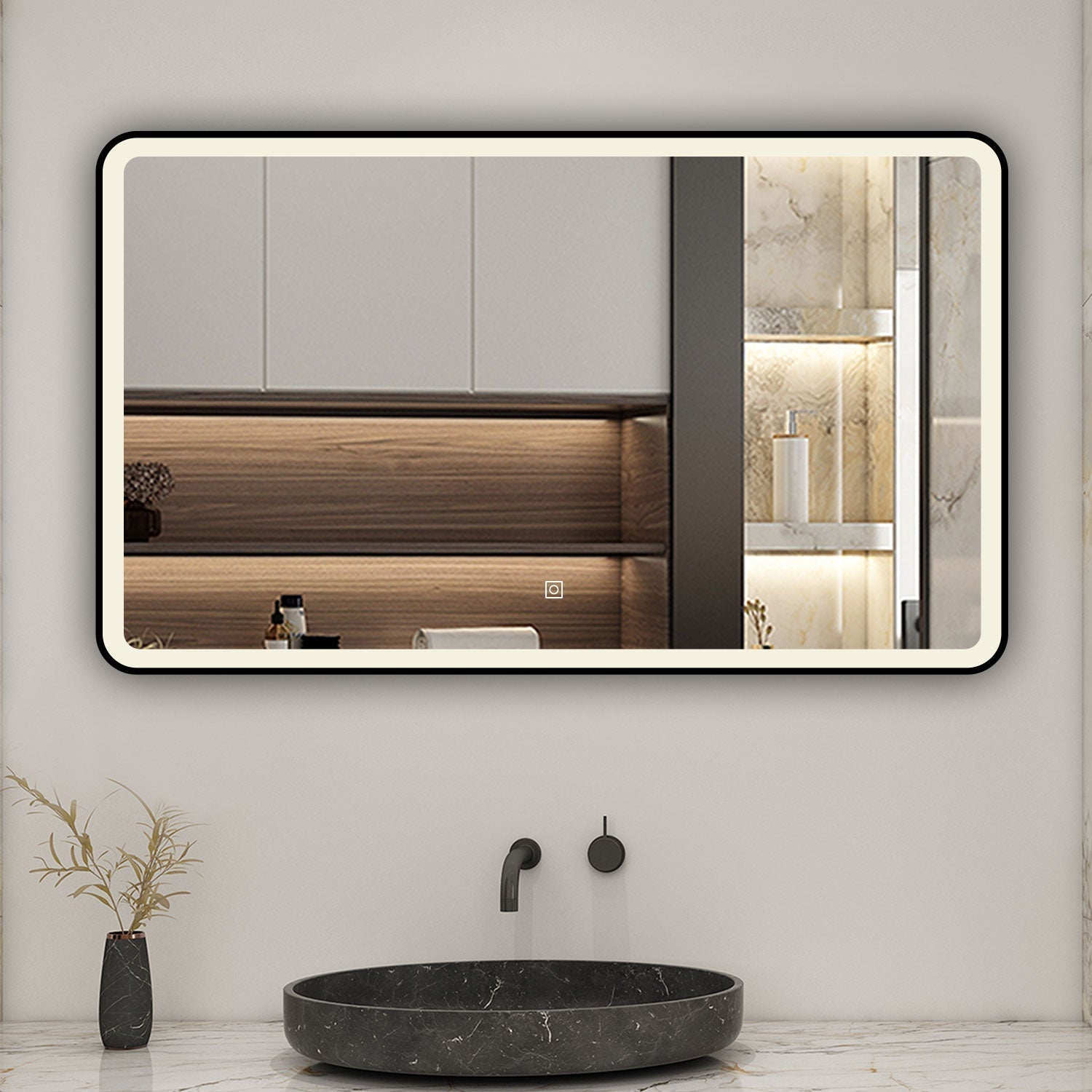 Modern Splash LED bathroom mirror with anti-fog and touch control features