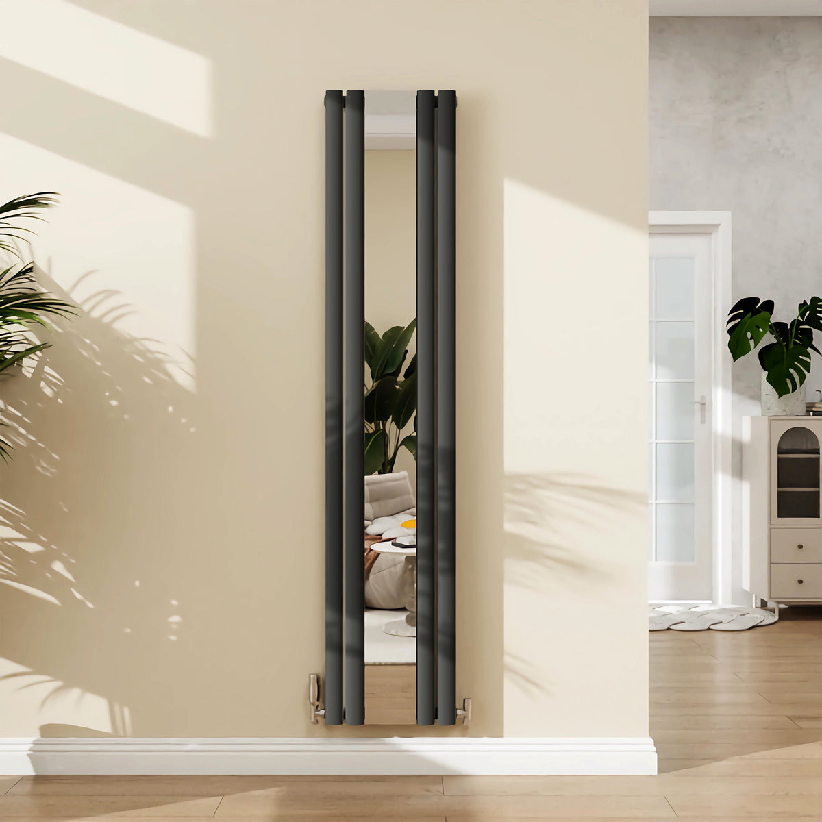 Modern Splash oval column mirror radiator NZM18 — stylish two-in-one heating solution