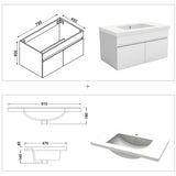 Modern Splash Mat White Wall-Mounted Bathroom Vanity Unit With Basin Double Doors  790*450*400mm