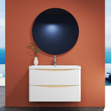 Modern Splash Wall Mounted Bathroom Vanity Unit With Artificial Stone Basin And 2 Soft Close Drawers White Oak 800*395*500mm