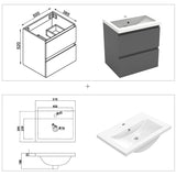Modern Splash Wall Mounted Bathroom Vanity Unit With Artificial Stone Basin And 2 Soft Close Drawers 500*385*520mm