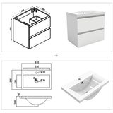 Modern Splash Wall Mounted Bathroom Vanity Unit With Thick Ceramic Basin And 2 Soft Close Drawers White 600*385*520mm