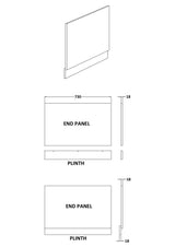 Halite 750mm Matt Grey Waterproof End Bath Panel