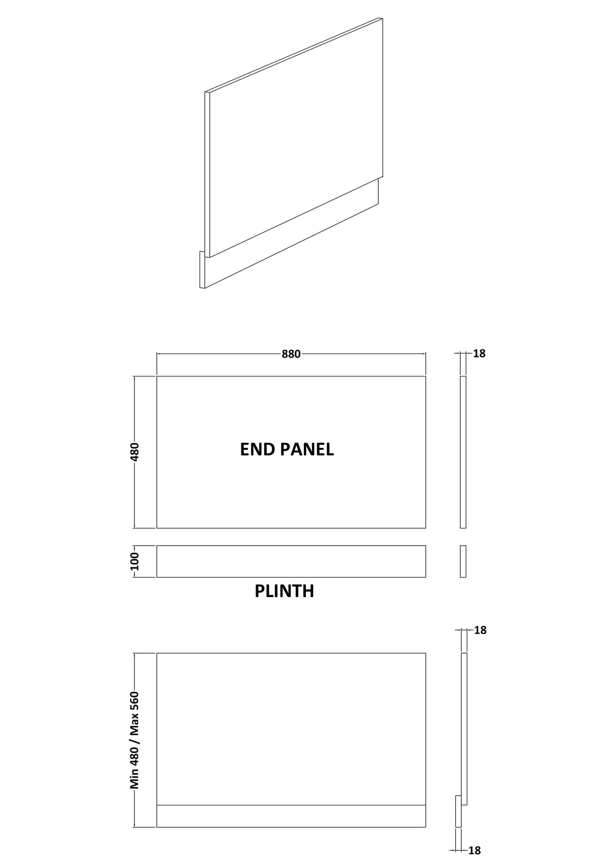 Modern Splash  900mm Matt Grey Waterproof End Bath Panel