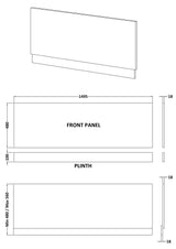 Halite 1500mm Matt Grey Waterproof Front Bath Panel