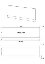 Halite 1800mm Matt Grey Waterproof Front Bath Panel