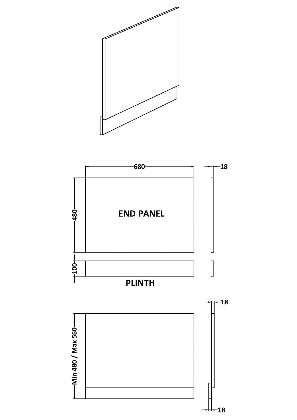Halite 700mm Gloss White Gloss Waterproof End Bath Panel