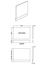 Halite 700mm Gloss White Gloss Waterproof End Bath Panel