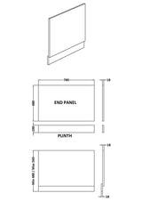 Modern Splash  800mm Gloss White Gloss Waterproof End Bath Panel