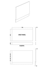 Modern Splash  900mm White Gloss Waterproof End Bath Panel