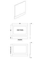 Modern Splash  700mm Shaker Style Waterproof End Bath Panel