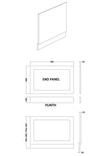 Modern Splash  800mm Shaker Style Waterproof End Bath Panel